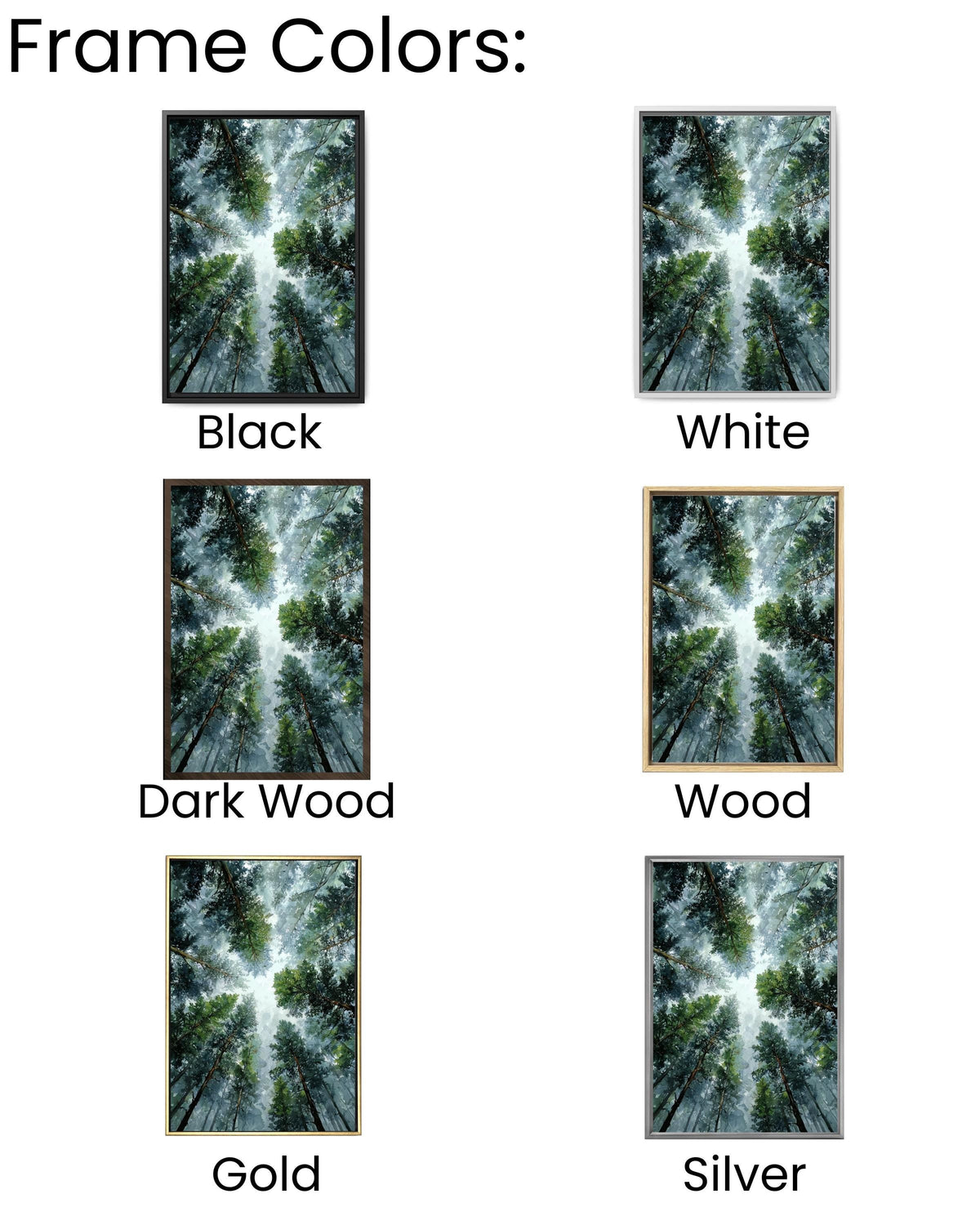 Abstract Forest Canopy Watercolor Print, Moody Pine Tree Canvas