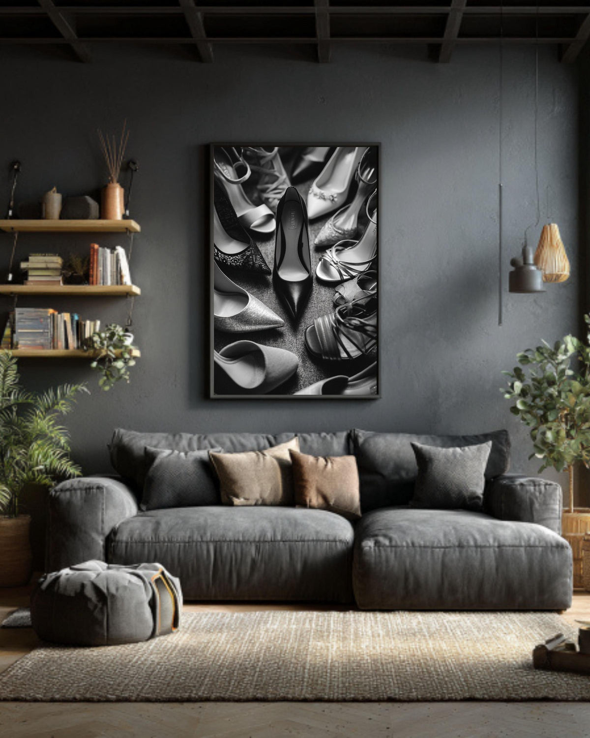 Black Stiletto Shoes Photo, Fashion Canvas Wall Art