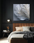 White Feather Abstract Wall Art, Minimalist Modern Textured Design, Elegant Neutral Poster, Sophisticated Line Pattern