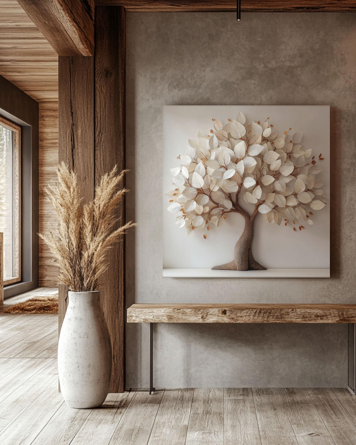 3D Paper Tree Canvas Print: Modern Minimalist Botanical Wall Art