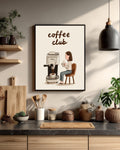 Espresso Machine Canvas Print: Minimalist Coffee Club Kitchen Wall Art