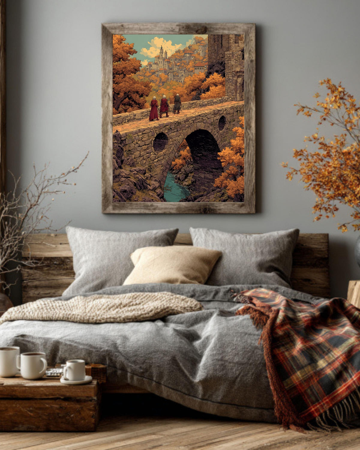 Medieval Castle Canvas: Moebius Style Fantasy Landscape Art