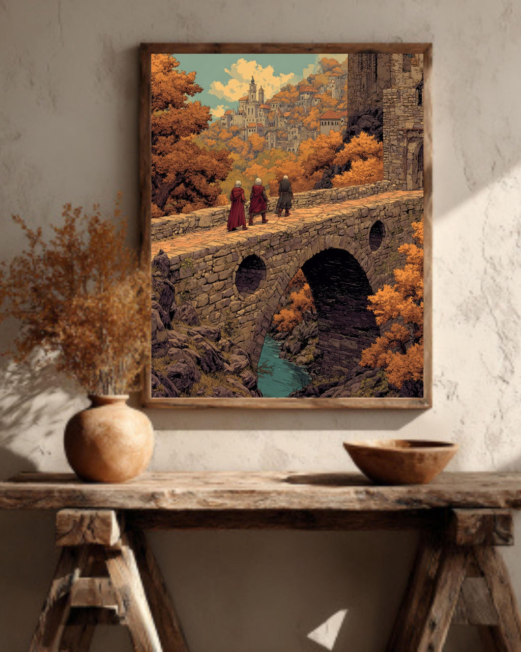 Medieval Castle Canvas: Moebius Style Fantasy Landscape Art