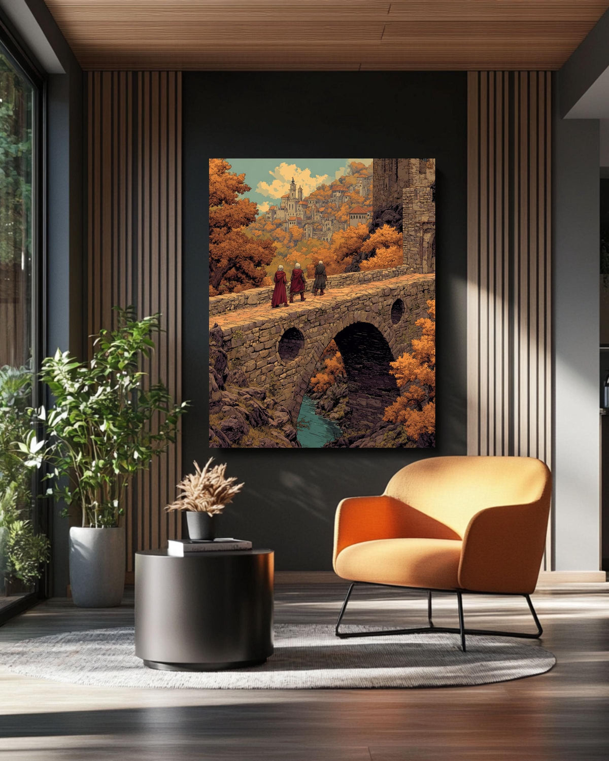 Medieval Castle Canvas: Moebius Style Fantasy Landscape Art