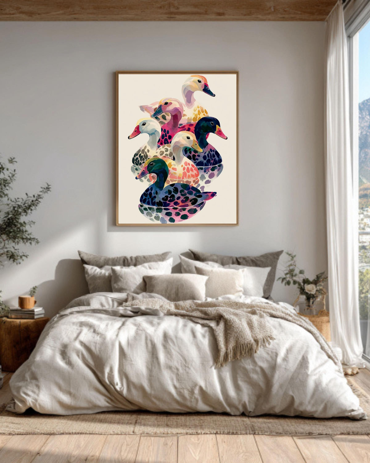 1970s Psychedelic Duck Canvas: Retro Pop Art Wall Decor