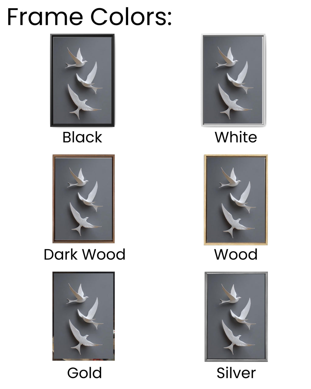 Minimalist 3D White Birds Wall Art, Modern Flight Sculpture Poster with Grey Background, Elegant Contemporary Canvas