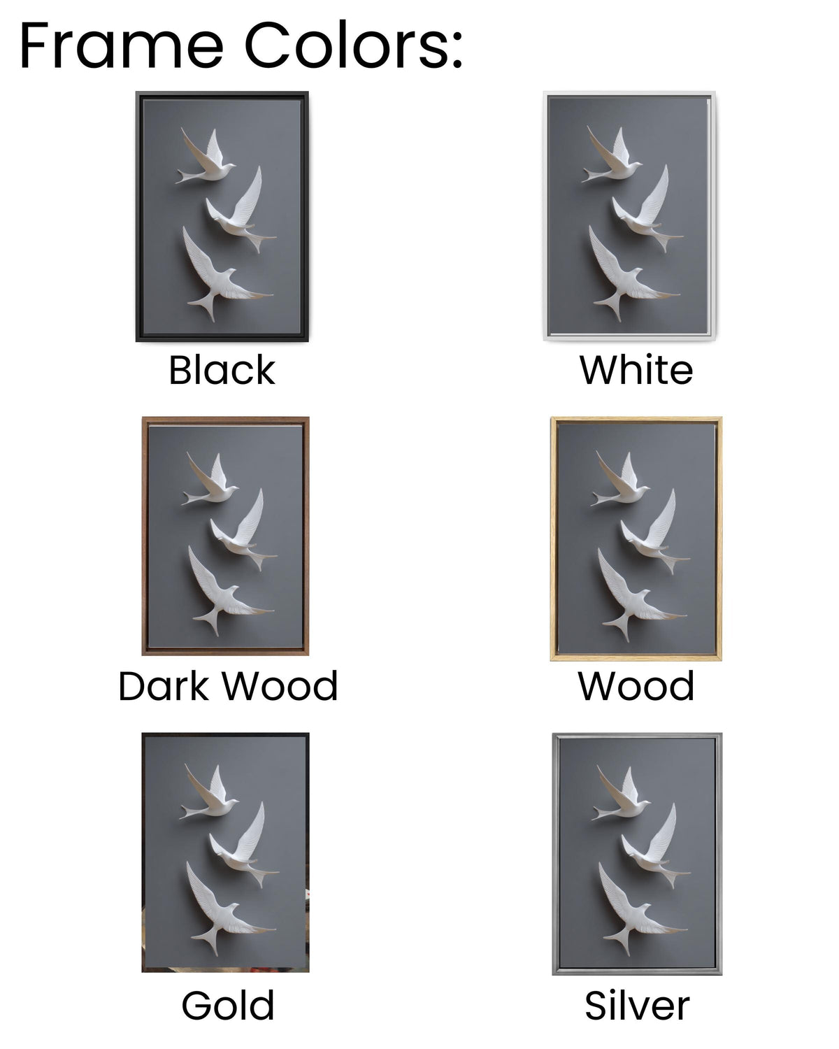 Minimalist 3D White Birds Wall Art, Modern Flight Sculpture Poster with Grey Background, Elegant Contemporary Canvas