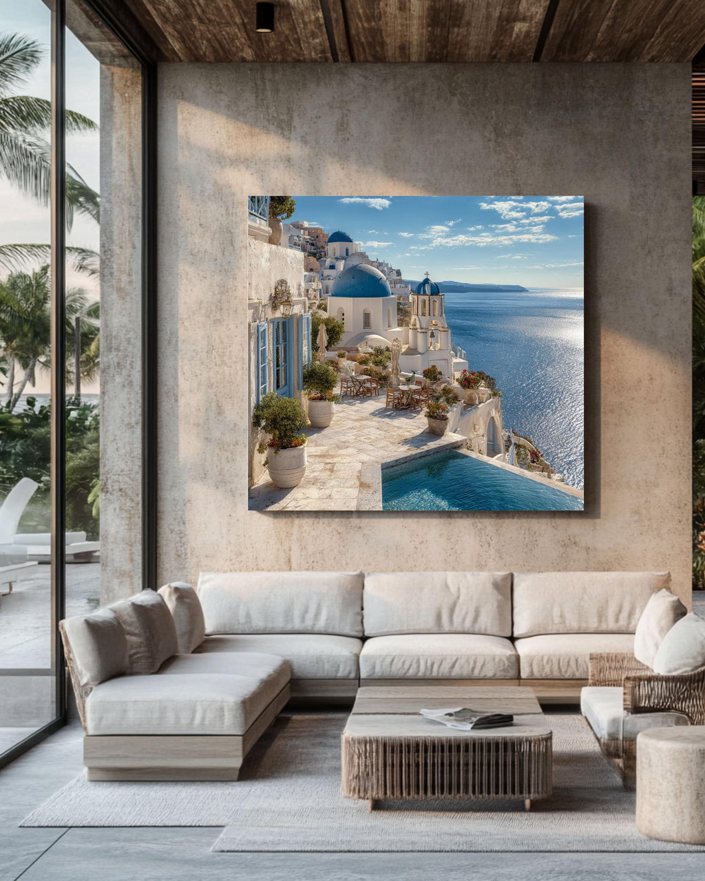 Santorini Canvas Print: White Church, Greece Travel Photography