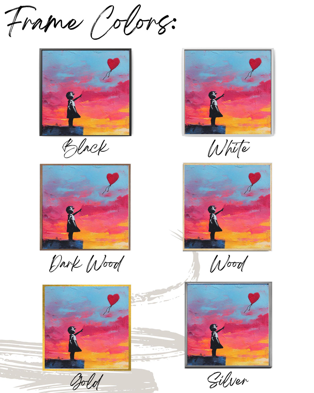 Banksy Style Girl with Heart Balloon Canvas Art: Graffiti Street Art Print