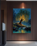 Firefly Willow Tree Canvas Print: Enchanted Forest Fantasy Art