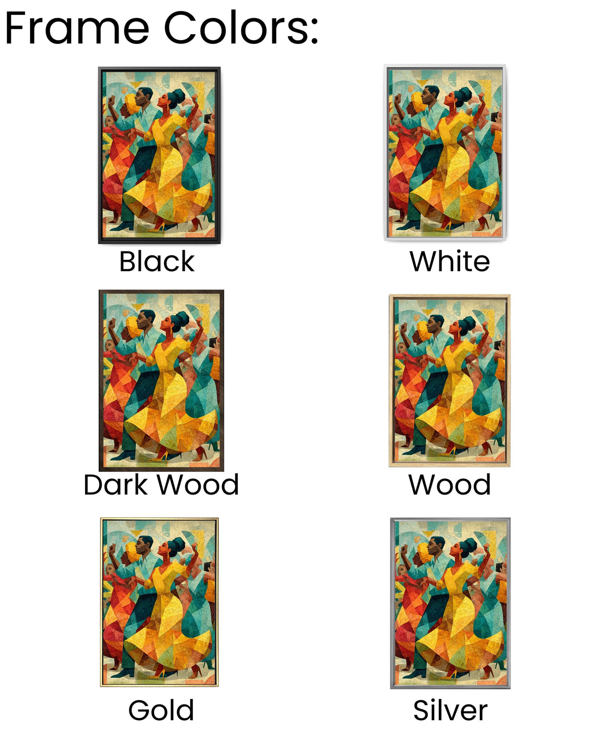 Cubist Dancing People Canvas Art: Modern Jazz Celebration Print