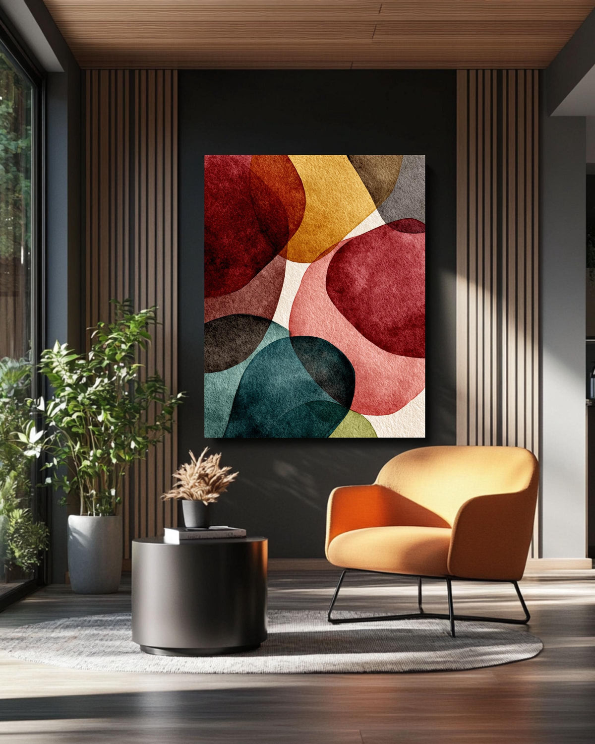 Watercolor Abstract Shapes Canvas Print: Earth Tones Boho Wall Decor