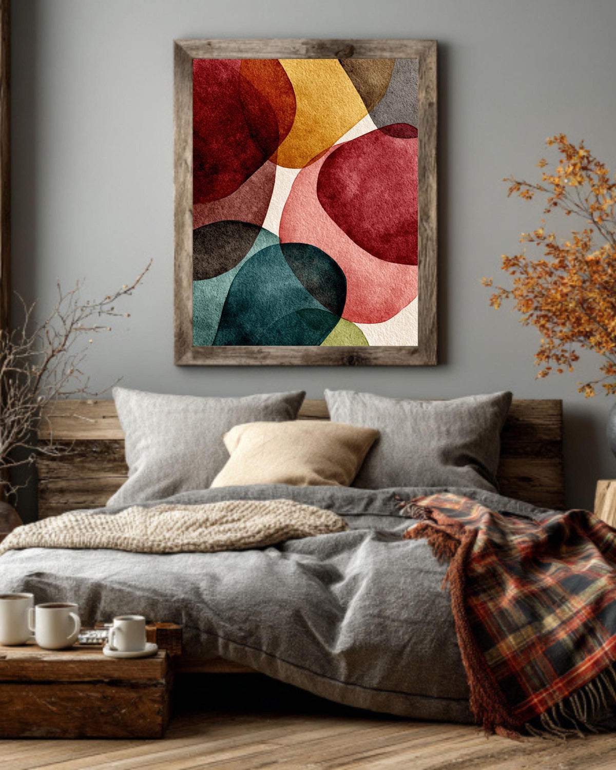 Watercolor Abstract Shapes Canvas Print: Earth Tones Boho Wall Decor