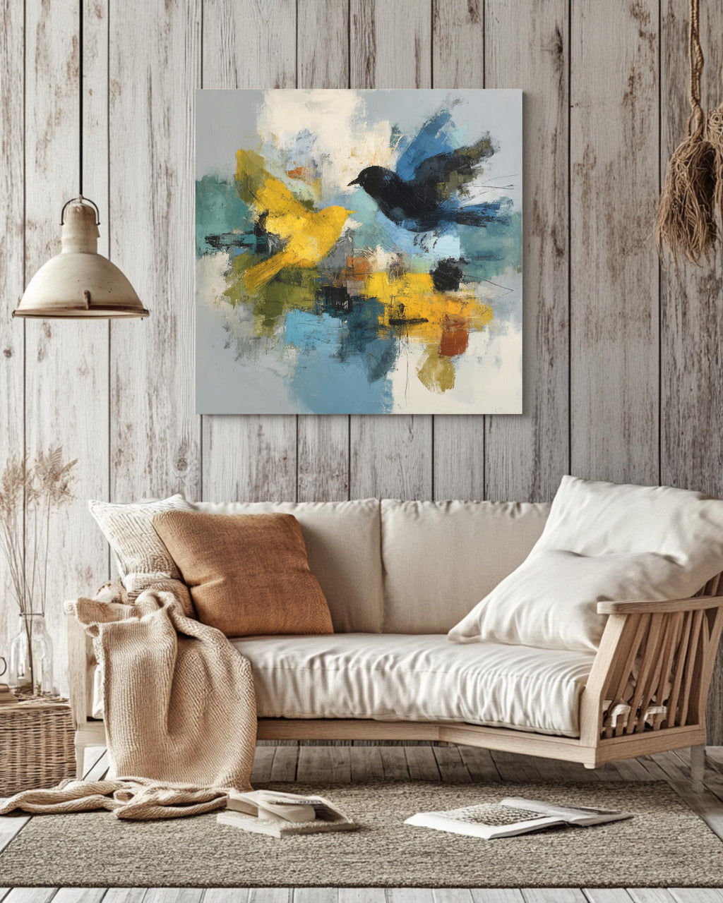 Abstract Yellow Green Black Painting, Modern Emotional Wall Art, Expressive Brushstroke Poster Canvas, Contemporary Minimalist Art