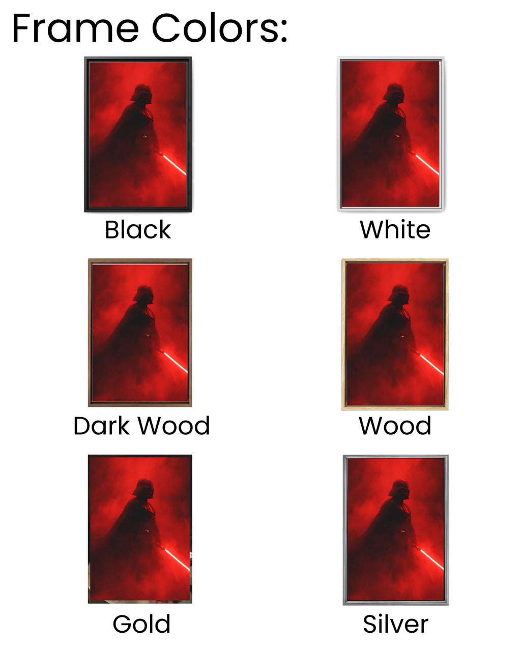 Darth Vader with Red Lightsaber Poster, Foggy Dark Background, Low Lighting Star Wars Artwork, Dramatic Sci-Fi Wall Art Canvas