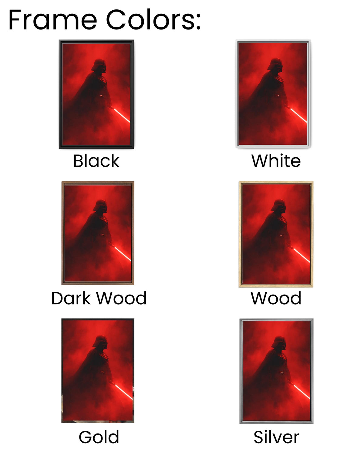 Darth Vader with Red Lightsaber Poster, Foggy Dark Background, Low Lighting Star Wars Artwork, Dramatic Sci-Fi Wall Art Canvas