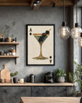 Martini Ace of Spades Mosaic Canvas, Playing Card Wall Art, Game Room Casino Decor, Unique Cocktail Print