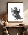 Frog on Toilet Canvas Print, Funny Bathroom Art, Vintage Engraving Style, Humorous Animal Reading Newspaper