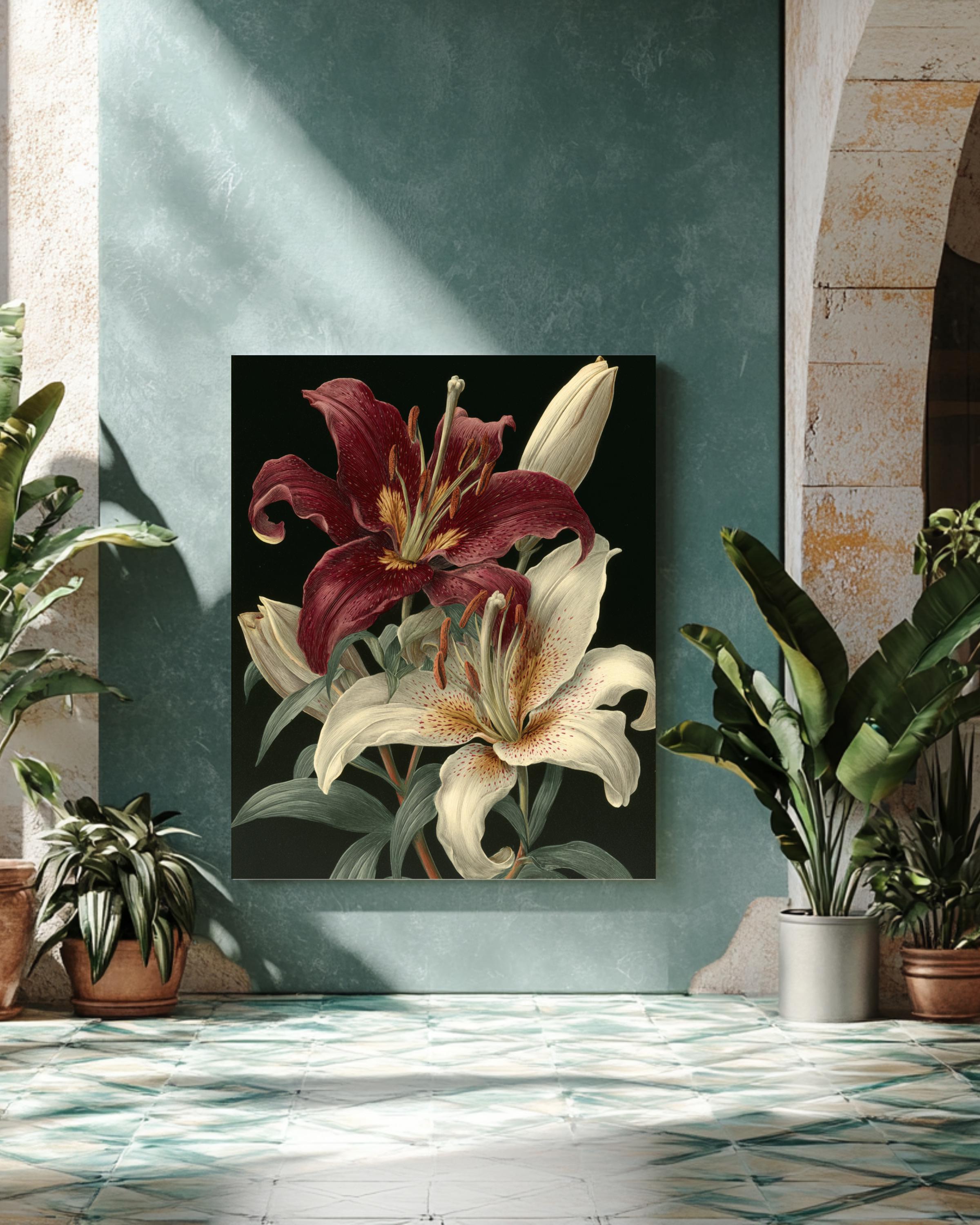 Botanical Lily Flower Wall Art