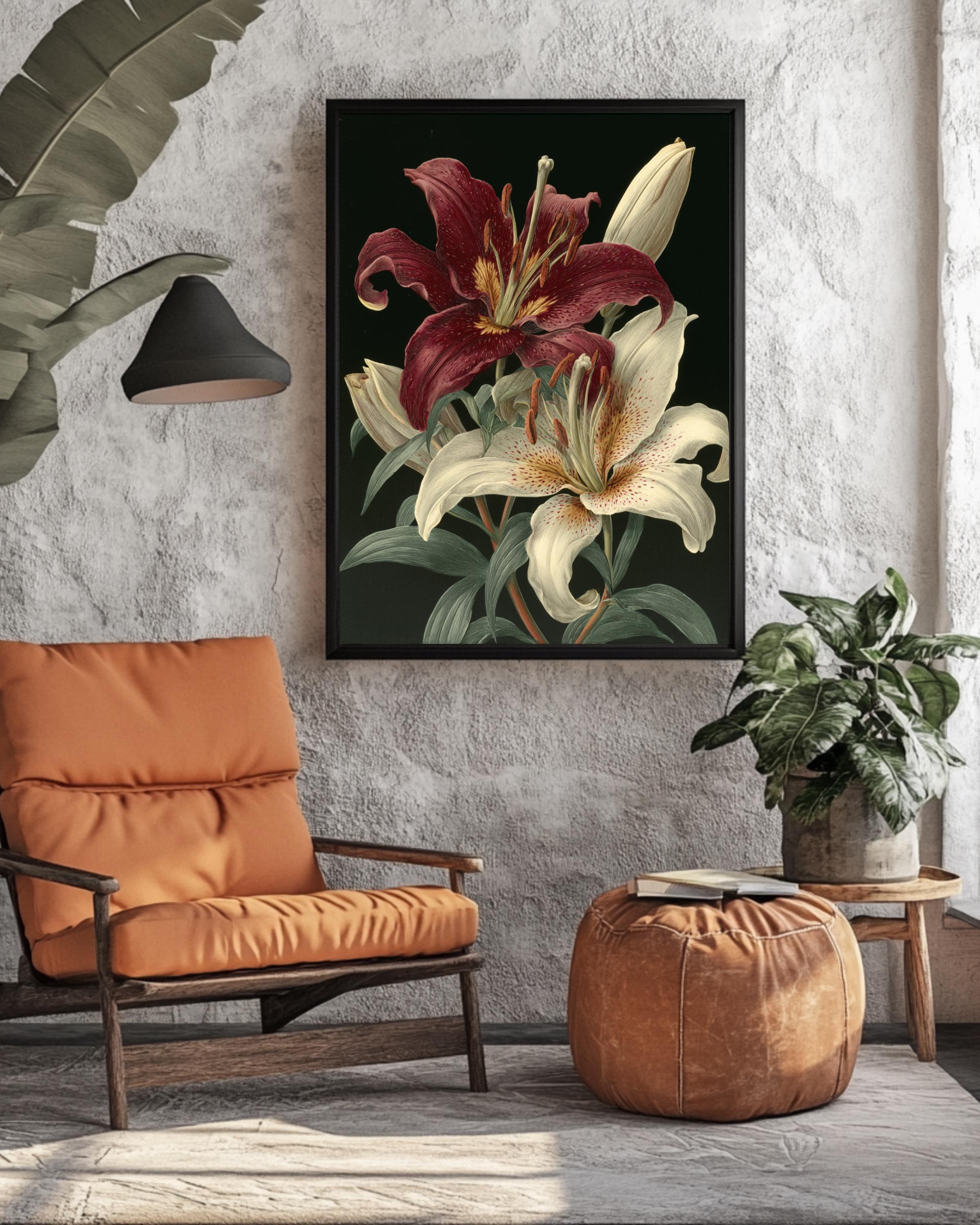 Botanical Lily Flower Wall Art