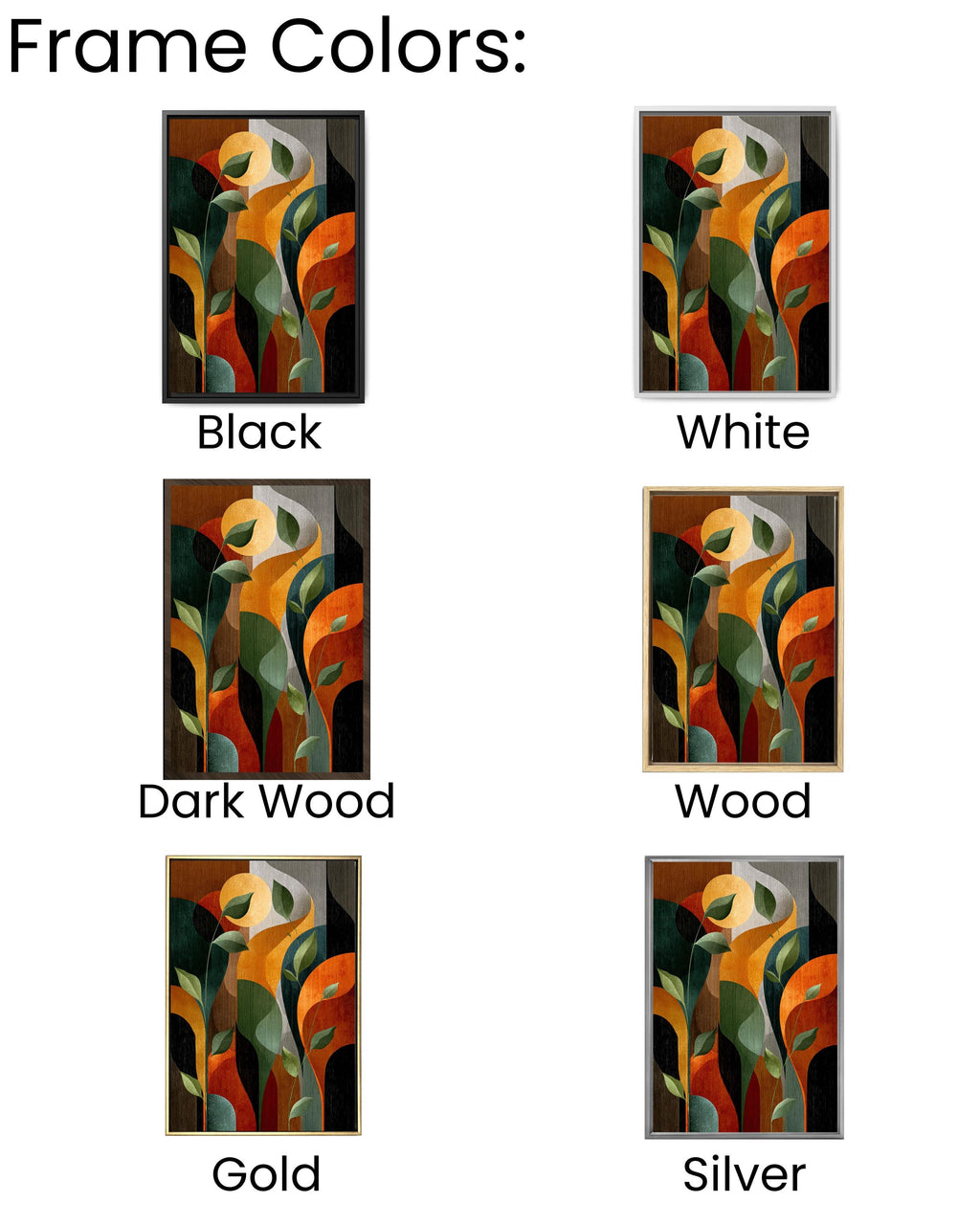 Abstract Art Deco Botanical Print, Mid-Century Modern Leaves Canvas, Earth Tone Geometric Art, Retro Style Wall Decor