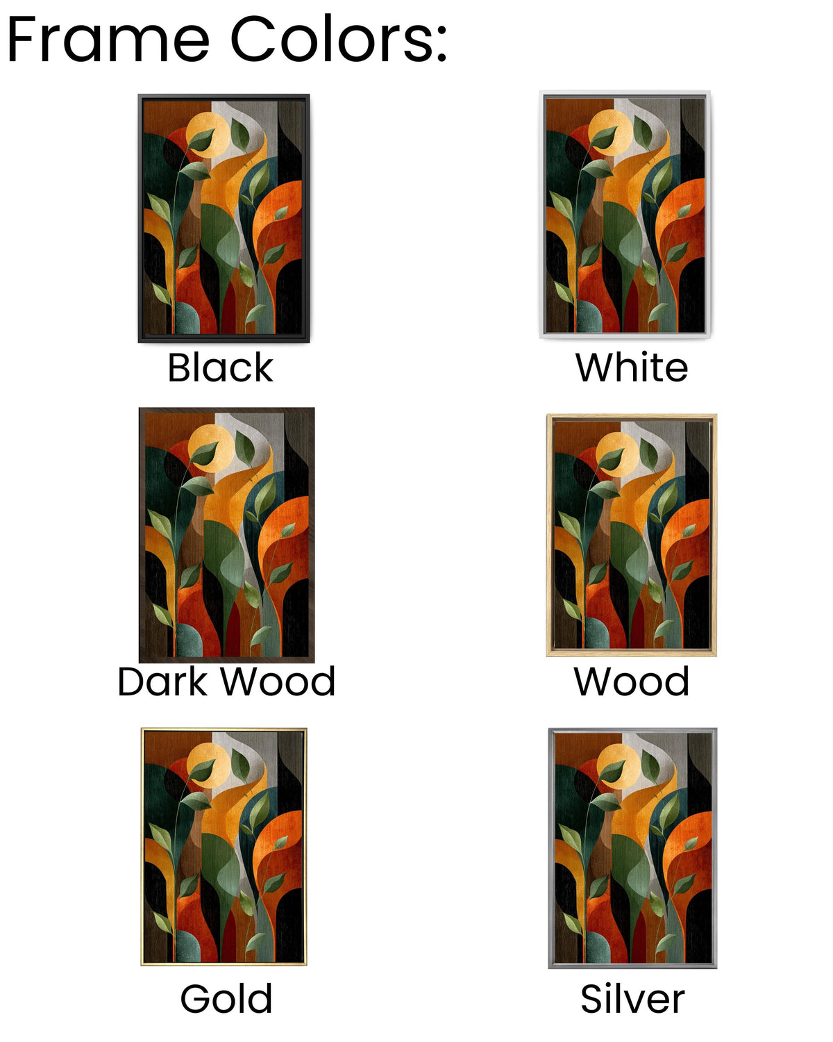 Abstract Art Deco Botanical Print, Mid-Century Modern Leaves Canvas, Earth Tone Geometric Art, Retro Style Wall Decor