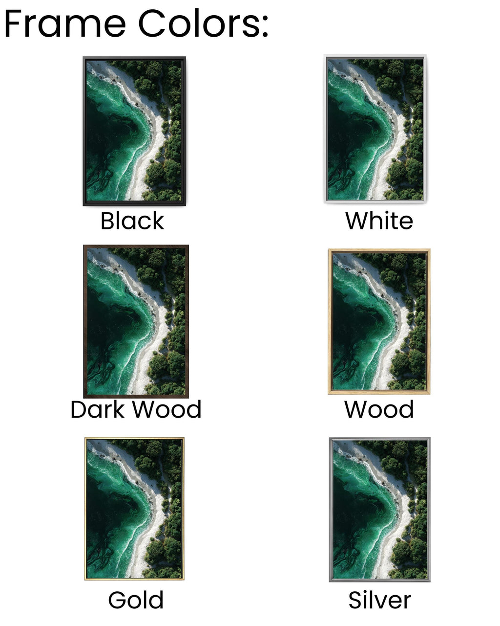 Aerial Tropical Beach Canvas, White Sand and Emerald Green Ocean Waves Print, Exotic Island Nature Wall Decor