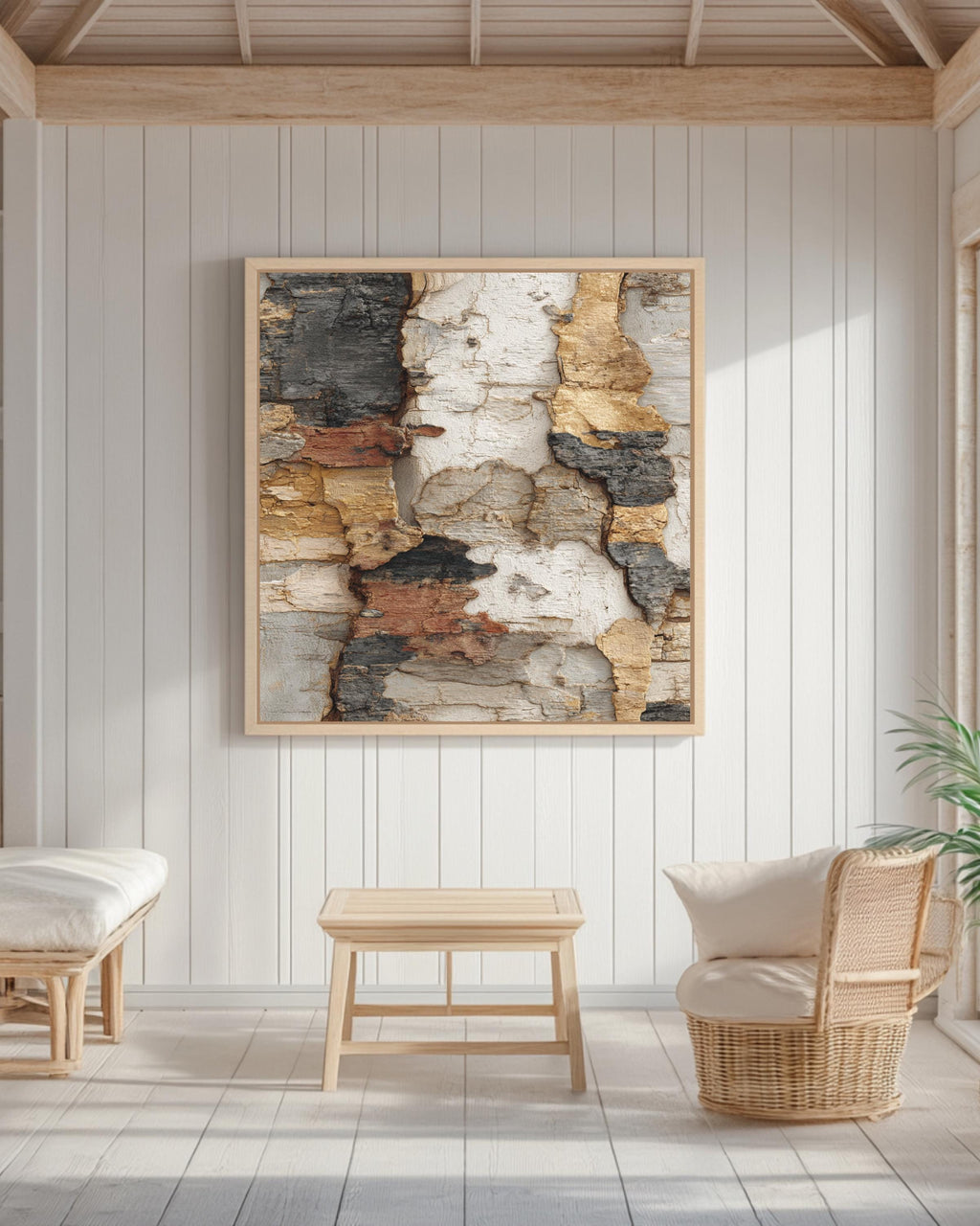 Earthy Bark Texture Wall Art | Japandi Wabi-Sabi Abstract Nature Print, Neutral Organic Minimalist Poster, Textured Brown Canvas