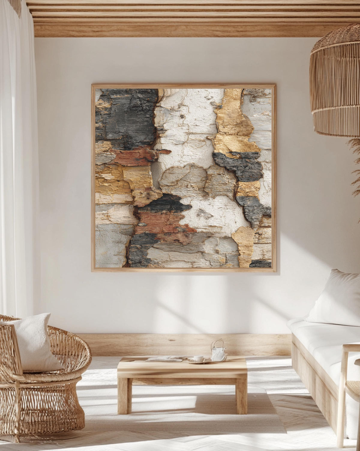 Earthy Bark Texture Wall Art | Japandi Wabi-Sabi Abstract Nature Print, Neutral Organic Minimalist Poster, Textured Brown Canvas