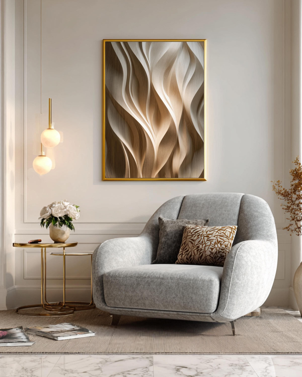 3D Carved Wood Texture Wall Art, Modern Walnut Decor