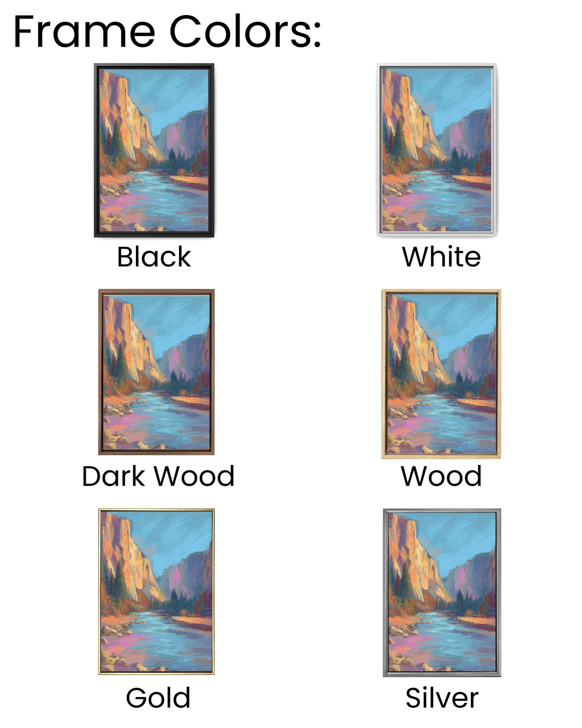 Yosemite National Park Watercolor Drawing, Pastel Landscape with River and Cliffs, Henri Matisse & James Jean Inspired