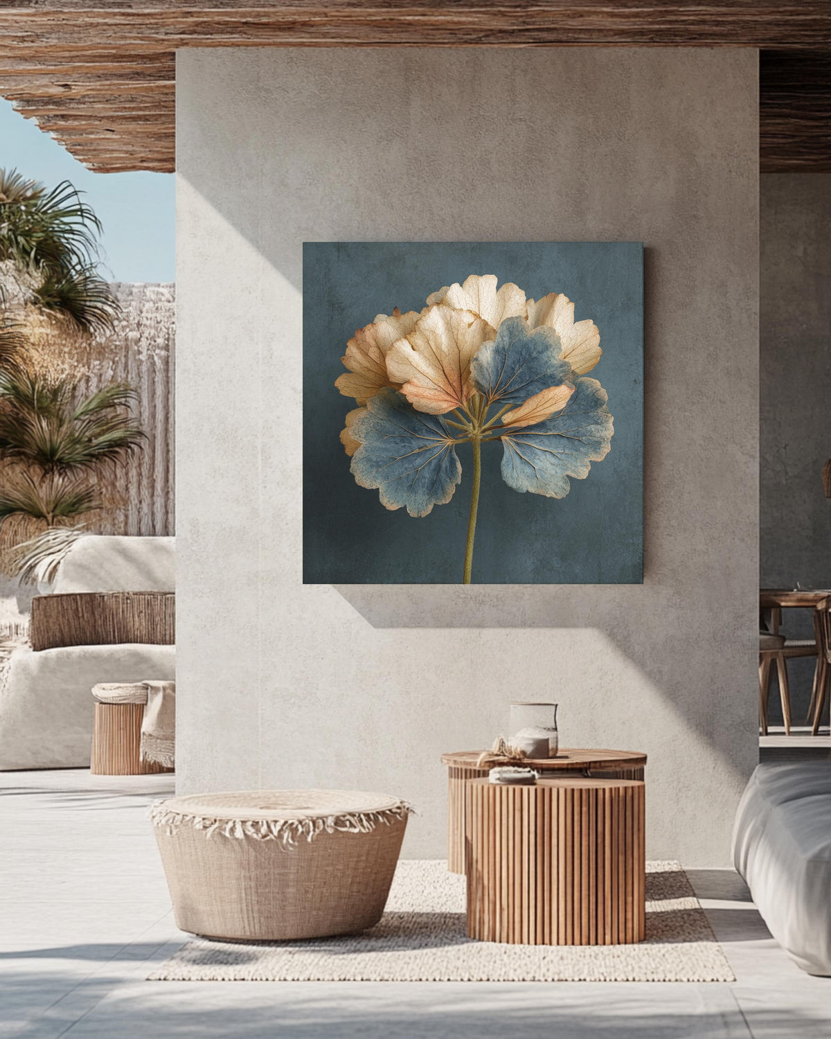 Minimalist Gold Geranium Leaf Wall Art | Single Pale Leaf on Dark Grey Background | Modern Botanical Print with Muted Colors Poster, Canvas
