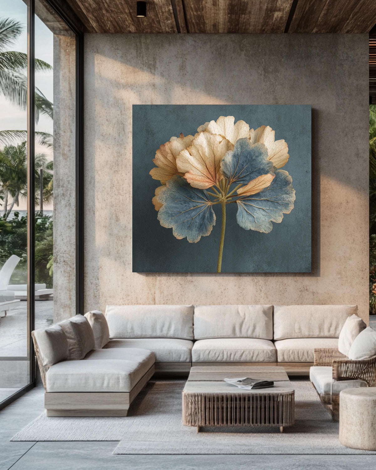 Minimalist Gold Geranium Leaf Wall Art | Single Pale Leaf on Dark Grey Background | Modern Botanical Print with Muted Colors Poster, Canvas