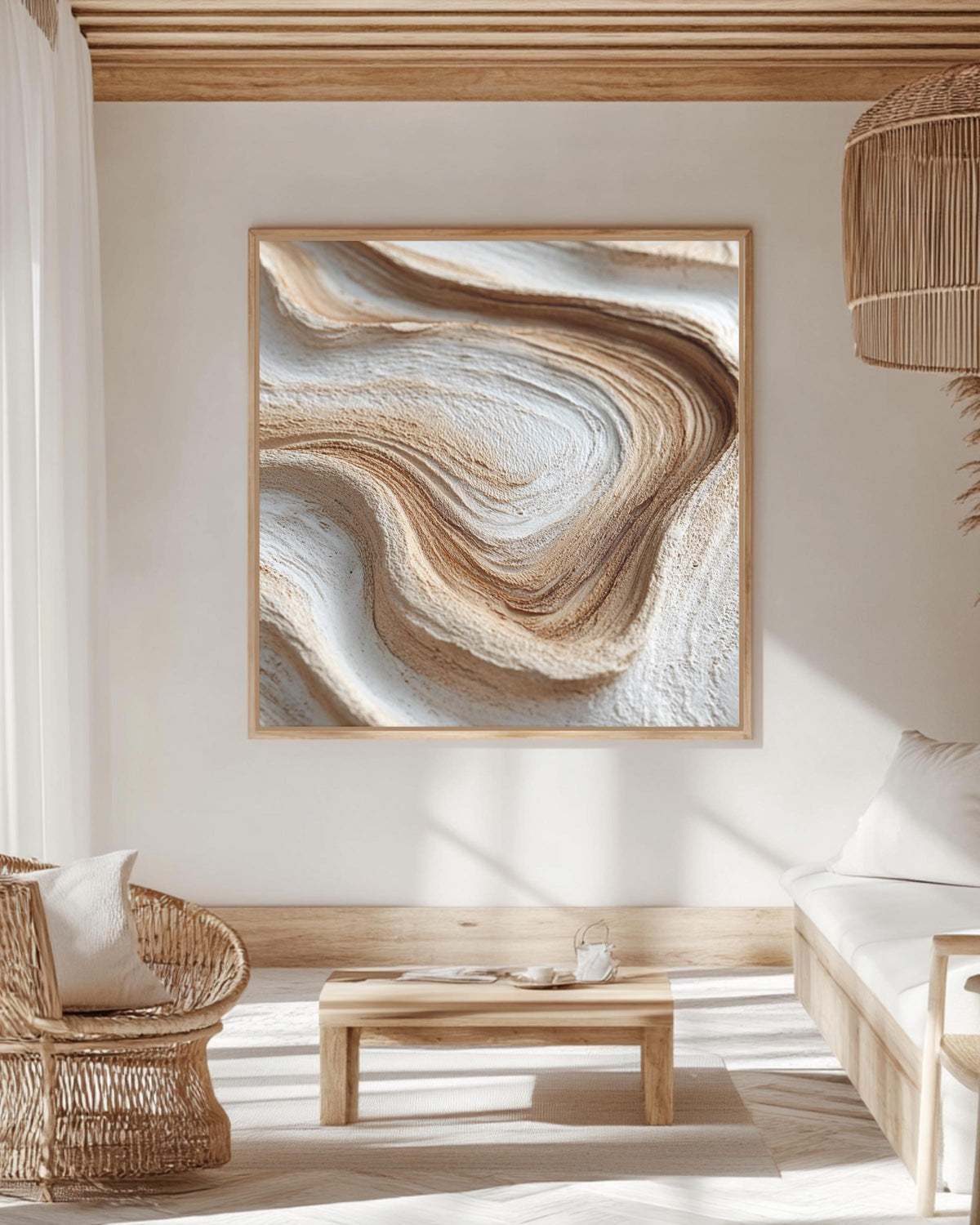 White Light Wood Texture Wall Art | Close-Up of Swirling Grain Patterns on Neutral Background | Modern Natural Poster, Canvas