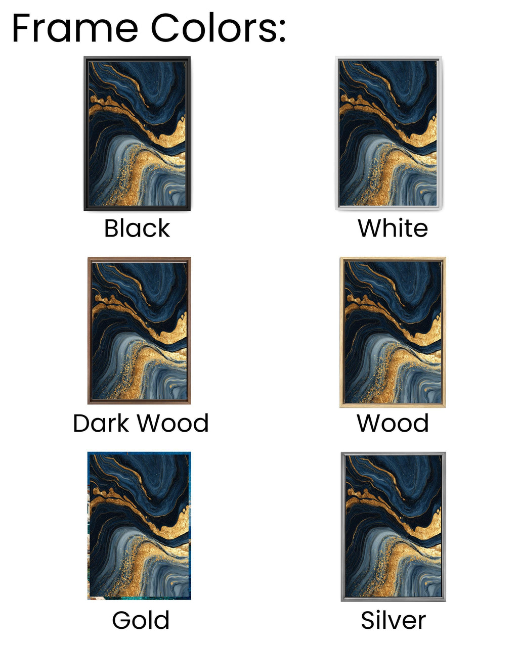 Dark Blue and Gold Marble Wall Art | Luxury Abstract Flowing Line Pattern, Elegant Fluid Texture Modern Home Decor