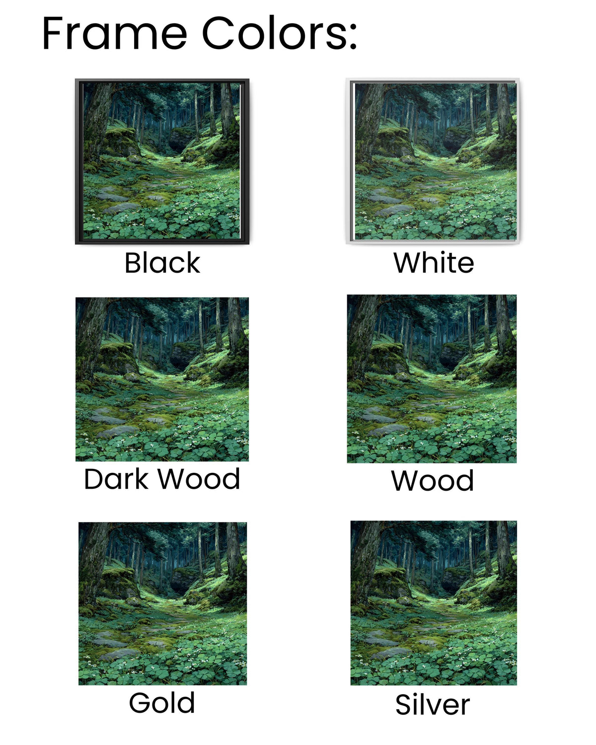 Enchanted Forest Path Wall Art Print, Serene Mossy Woodland Landscape, Lush Green Nature Poster Canvas