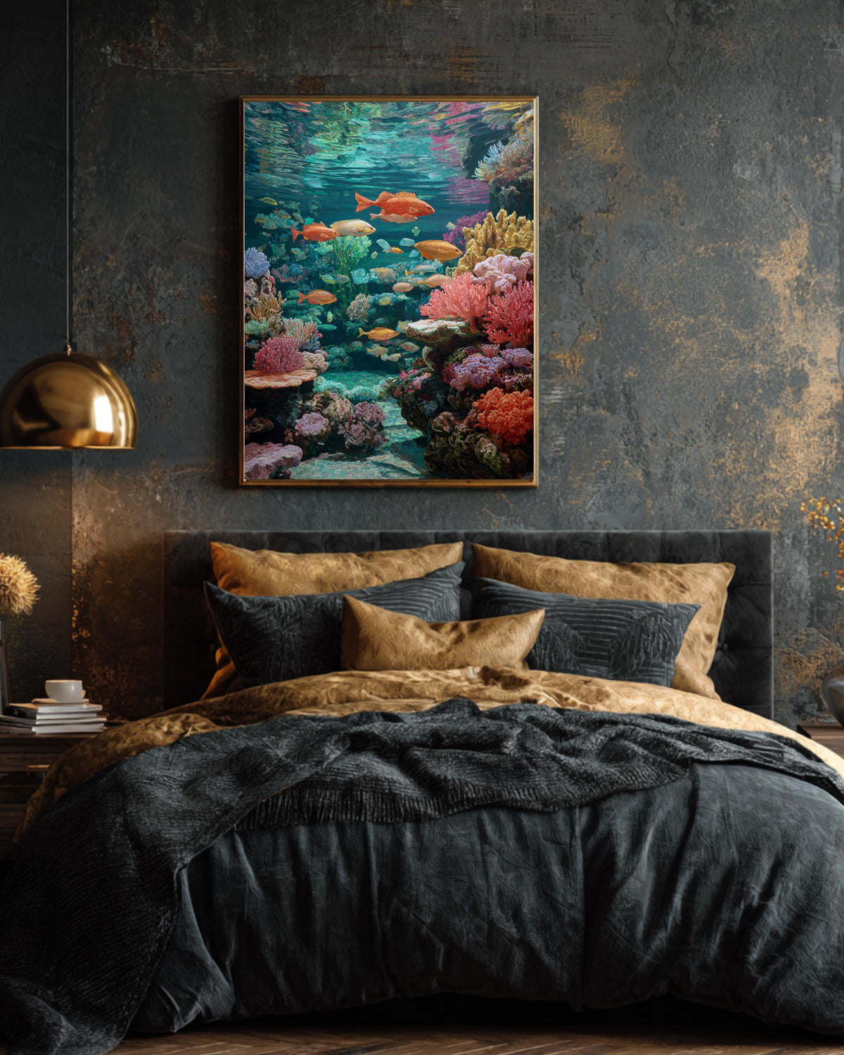 Hyper-Realistic Aquarium Painting, Teeming with Life, Photorealistic Underwater Scene, Stunning Ocean Wall Art Poster Canvas