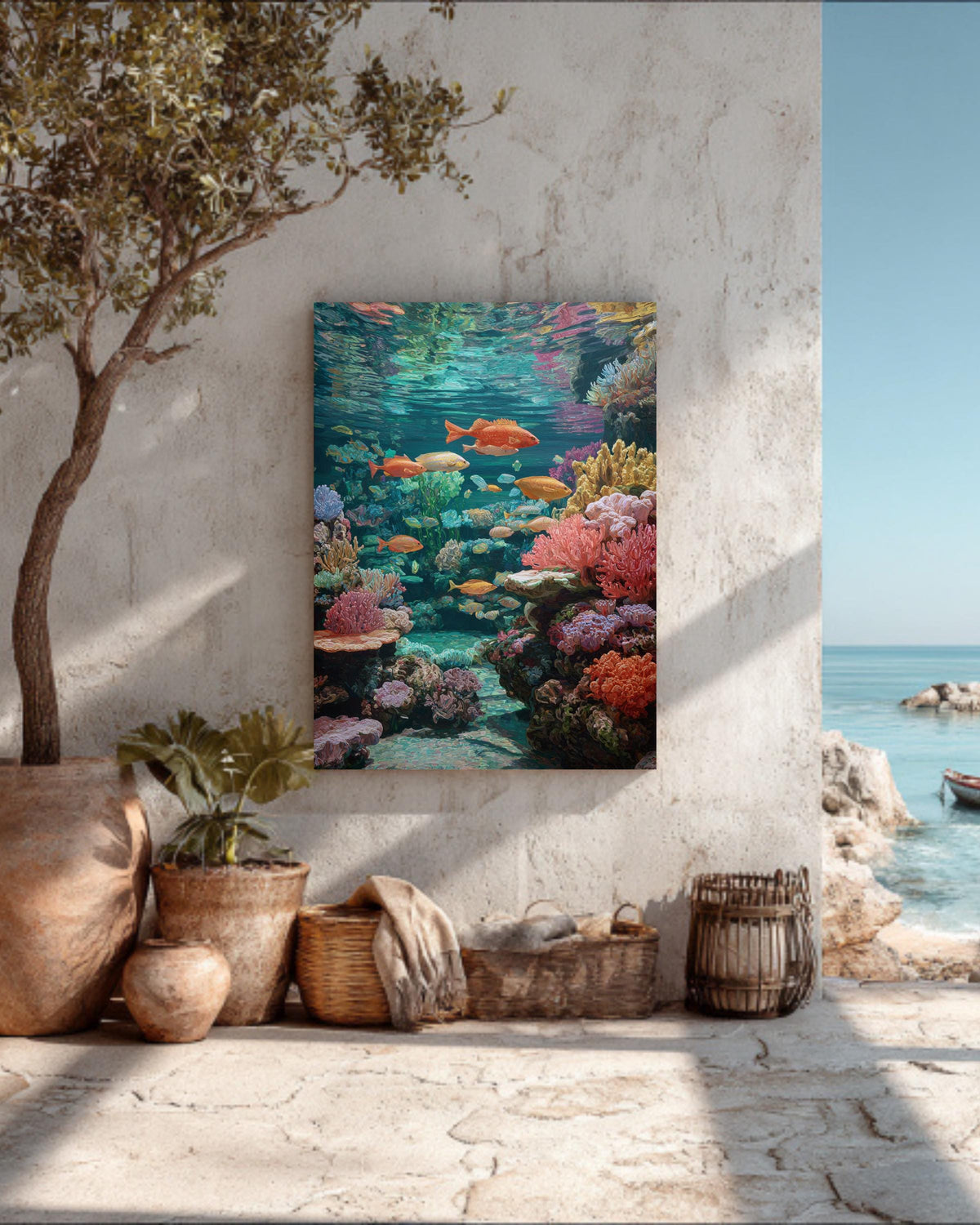 Hyper-Realistic Aquarium Painting, Teeming with Life, Photorealistic Underwater Scene, Stunning Ocean Wall Art Poster Canvas