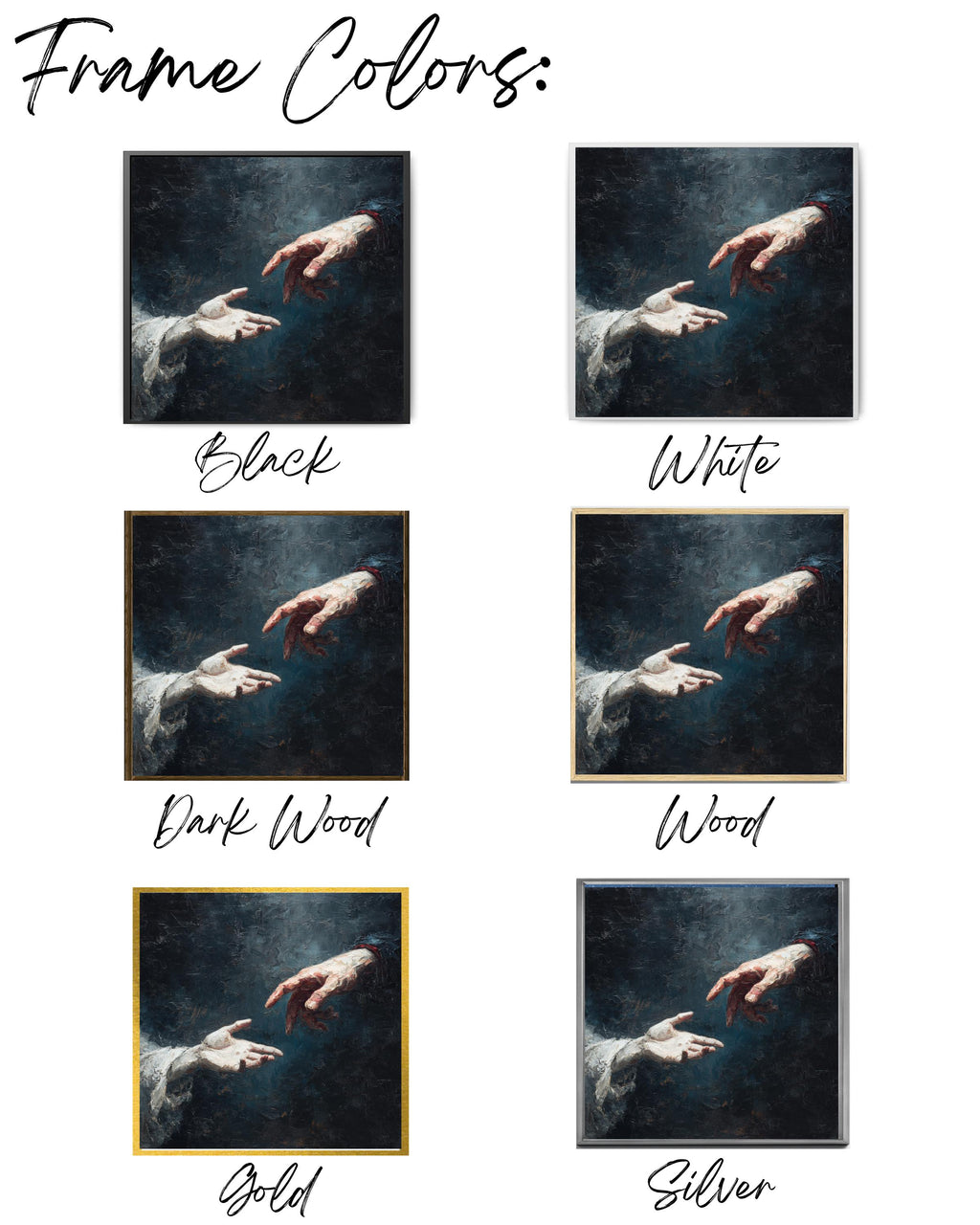 Two Hands Reaching Towards Each Other Oil Painting, Dramatic Figurative Artwork, Emotional and Expressive Wall Art Poster Canvas