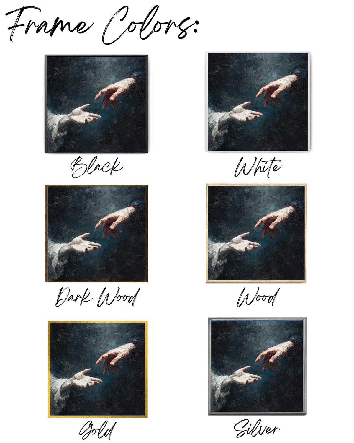 Two Hands Reaching Towards Each Other Oil Painting, Dramatic Figurative Artwork, Emotional and Expressive Wall Art Poster Canvas