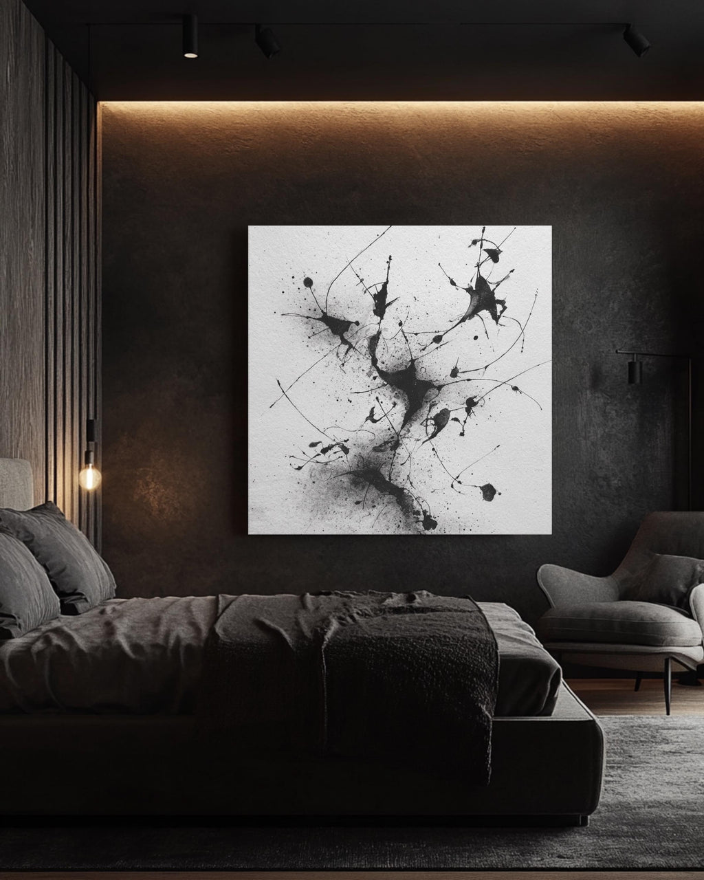 Abstract Ink Drawing of Dynamic Human Figures in Surreal Environment, Minimalist Black & White Art Print, Modern Wall Decor, Poster, Canvas