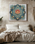 Elegant Lotus Mandala Wall Art, Sacred Geometry Canvas, Zen Boho Home Decor for Meditation Space