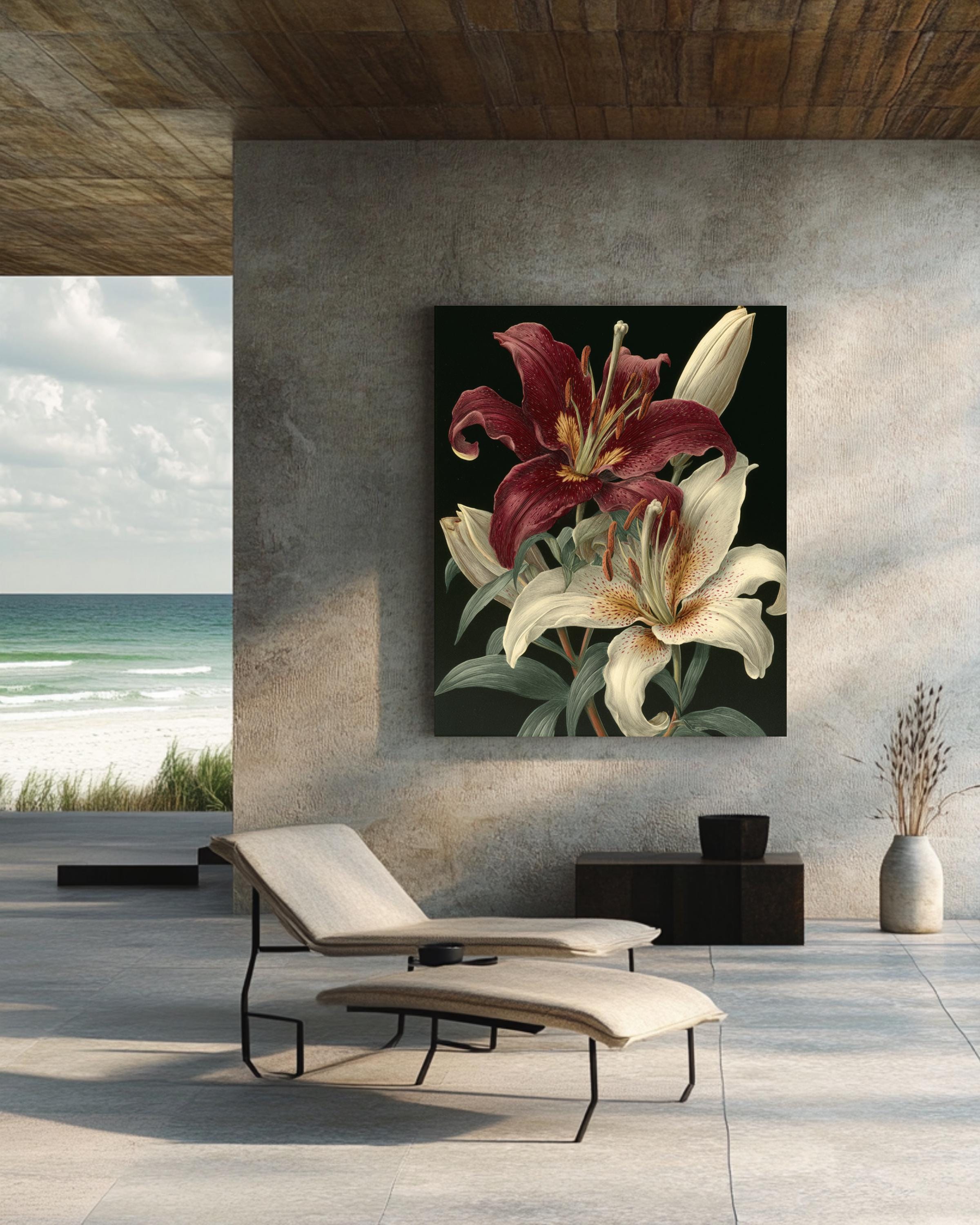 Botanical Lily Flower Wall Art