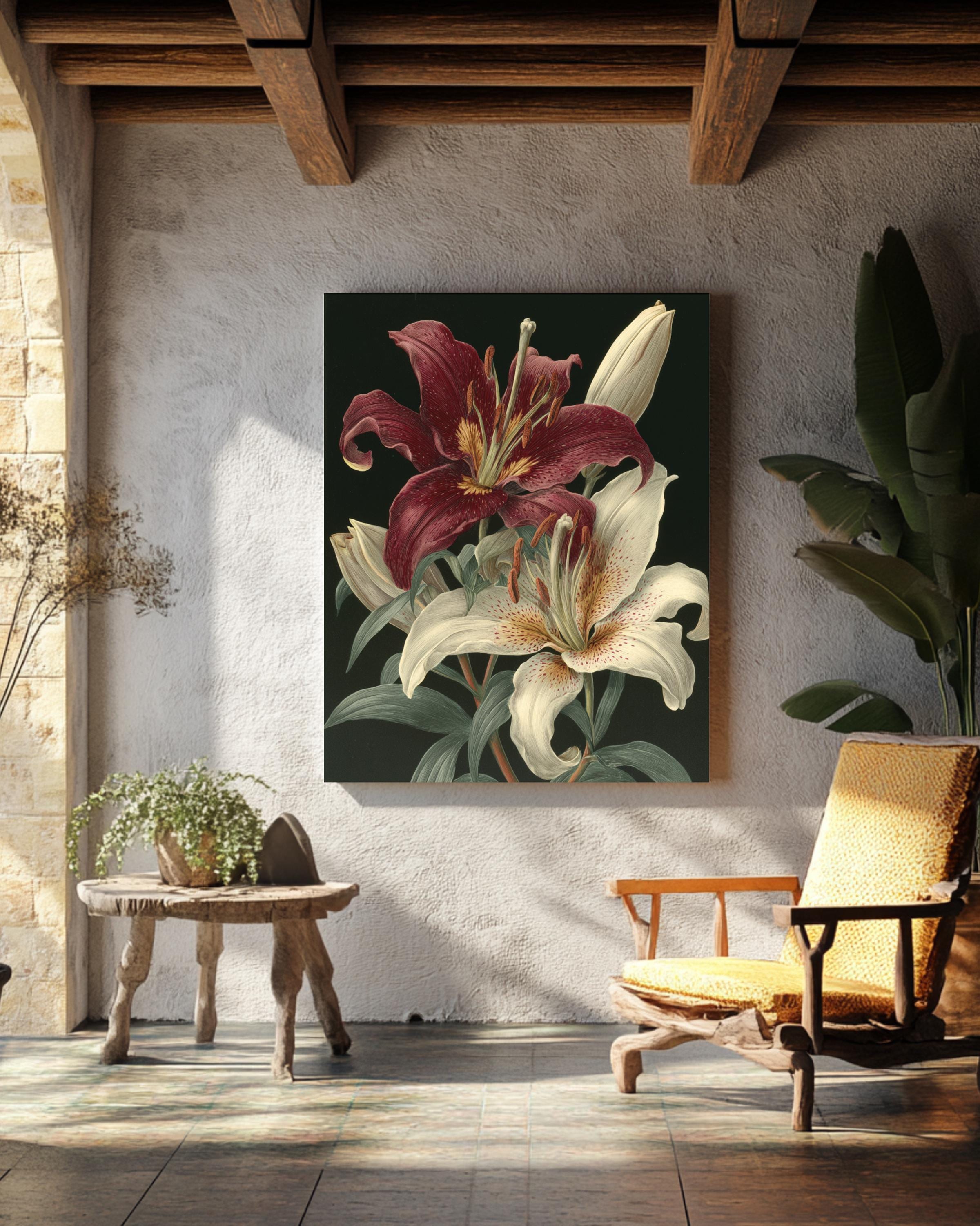 Botanical Lily Flower Wall Art