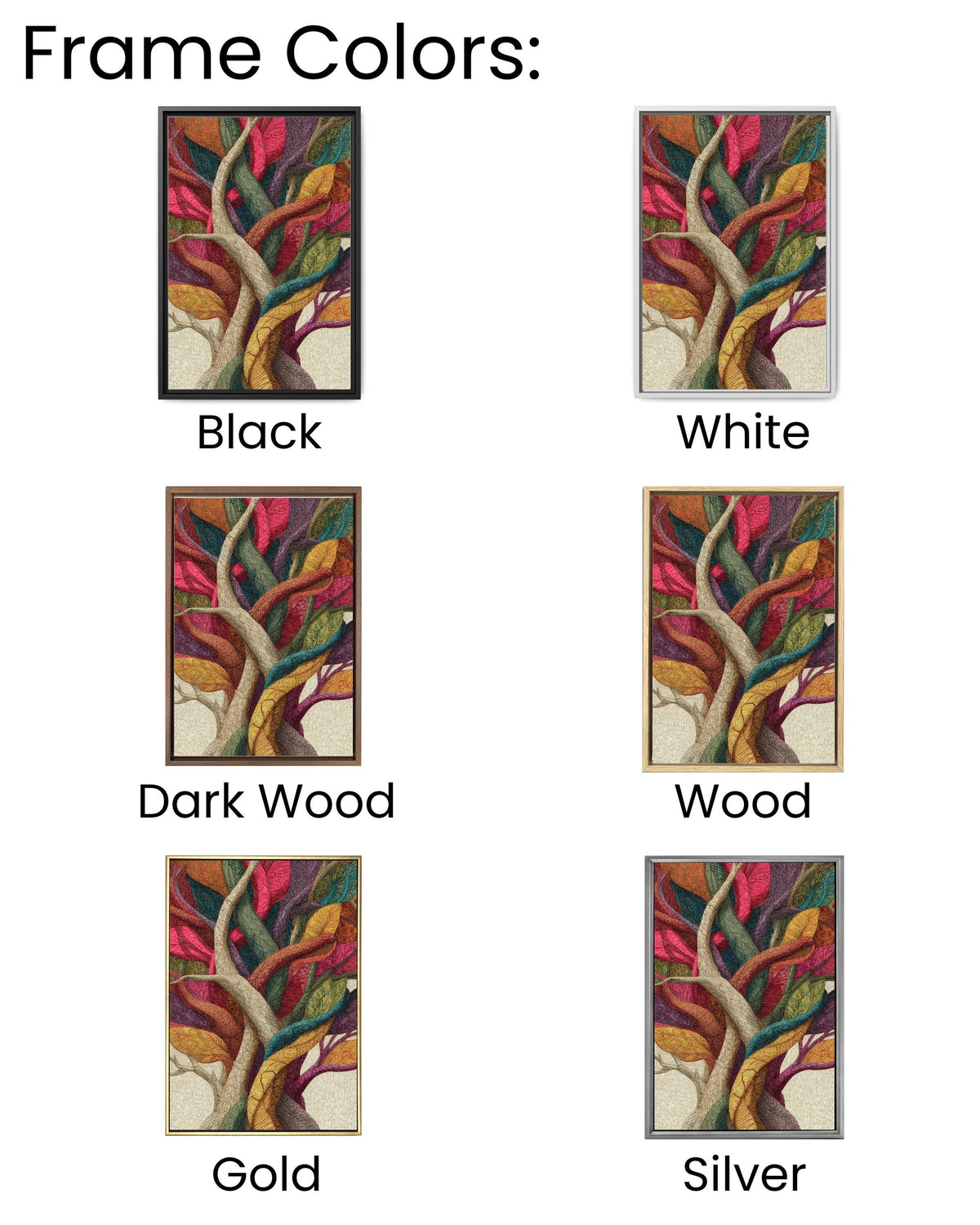 Colorful Patterned Tree Art Print with Intertwined Branches & Textured Trunk  Vibrant Abstract Nature Illustration Wall Decor Poster Canvas