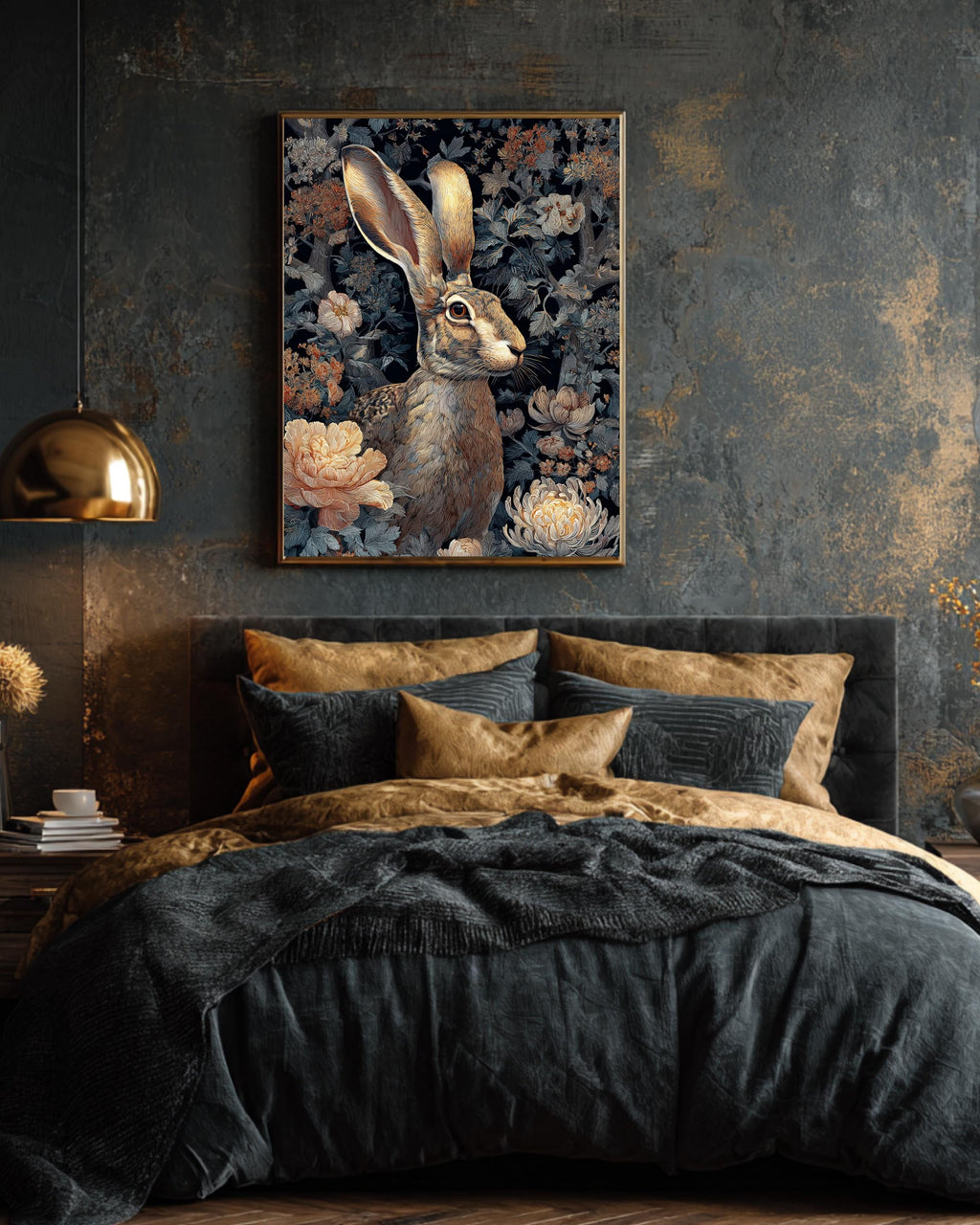 Forest Art Print  Stunning Painting of a Mythical Jackalope Amid Flowers, Whimsical Wildlife Illustration for Nature & Fantasy Wall Decor