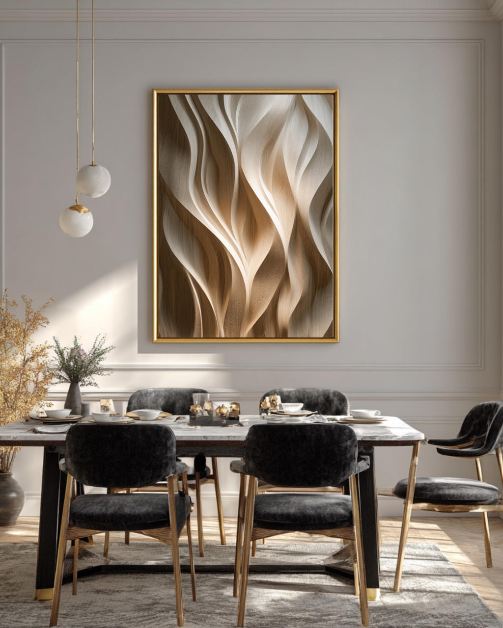 3D Carved Wood Texture Wall Art, Modern Walnut Decor