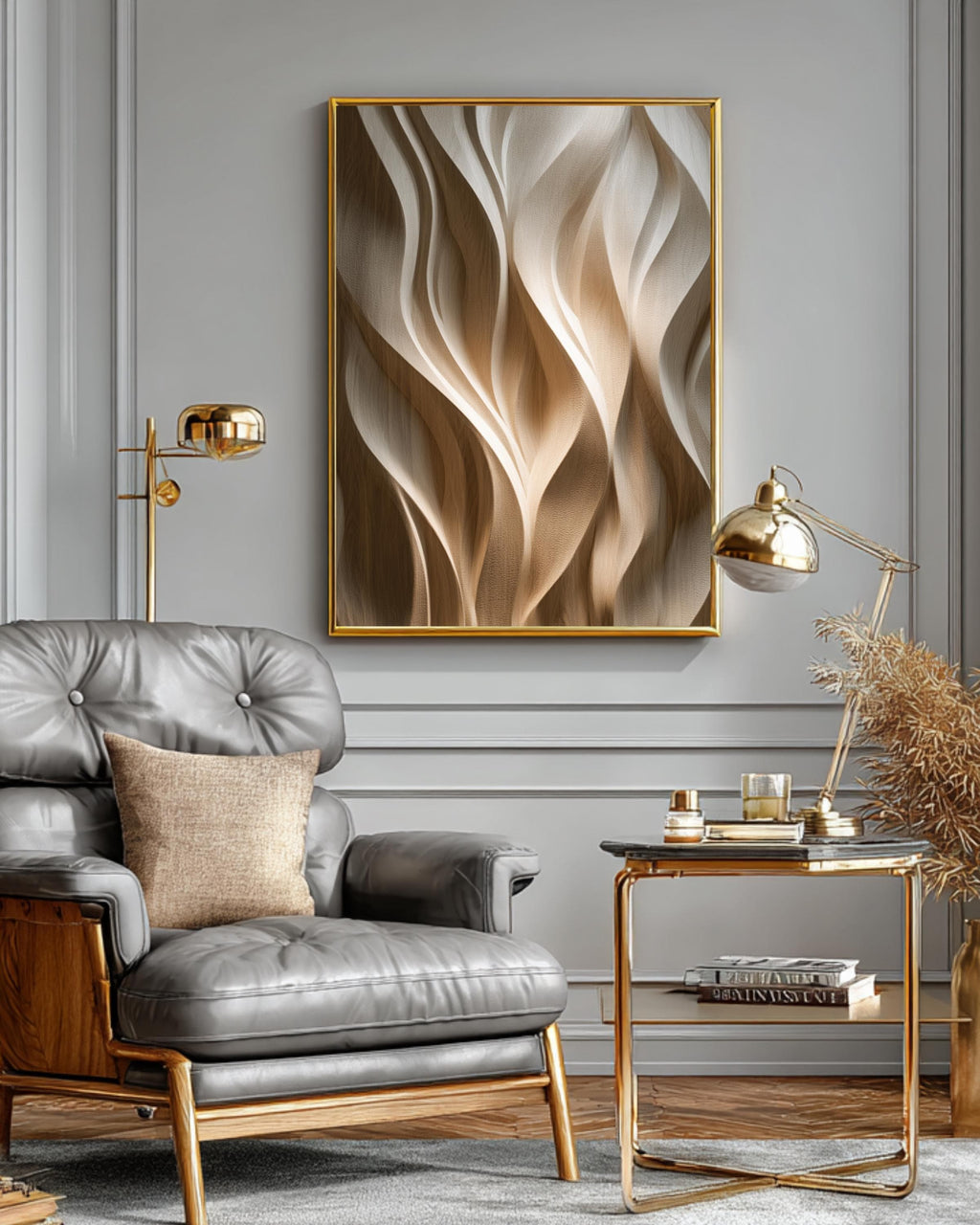3D Carved Wood Texture Wall Art, Modern Walnut Decor