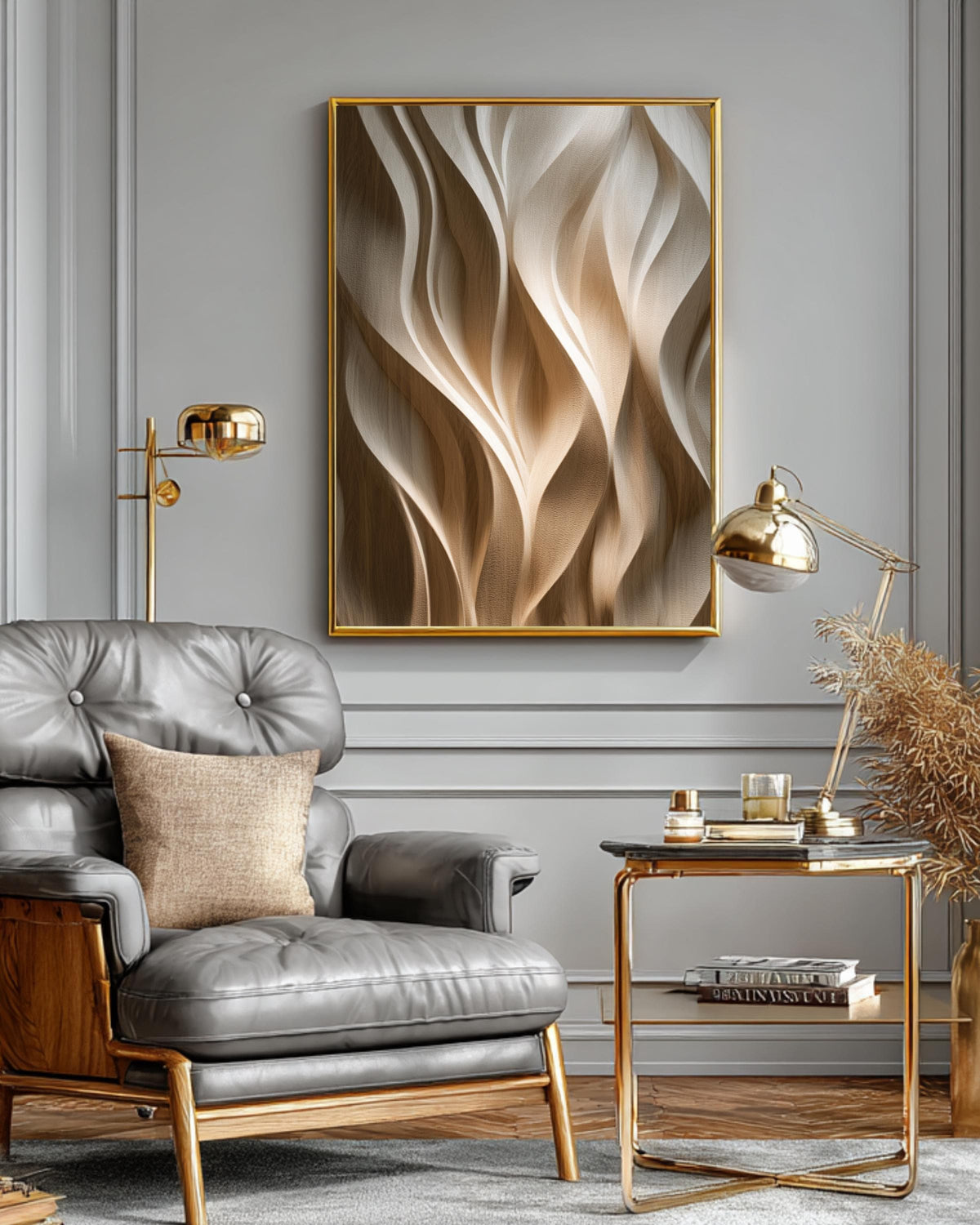 3D Carved Wood Texture Wall Art, Modern Walnut Decor