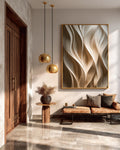 3D Carved Wood Texture Wall Art, Modern Walnut Decor